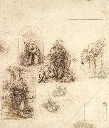Leonardo  Da Vinci Studies for a Nativity painting